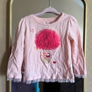 Baby Gap 100% Cotton Pale Pink Long Sleeve T-shirt Top Hot Air Ballon Tulle Trim
